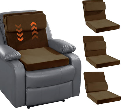 HOMBYS Recliner Seat Cushion with Lumbar Support Pillow and Adjustable Headrest, Medium Firm Foam Filling Chair Pad and Back Support, Non-Slip Design for Comfort and Pressure Reduce, Black