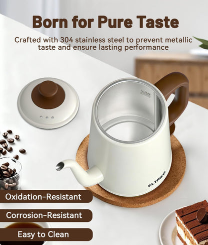 1L Gooseneck Electric Kettle for Pour Over Coffee & Tea | 1000W Fast Heating, Food-Grade Stainless Steel, Auto Shut-Off & Boil-Dry Protection, BPA-Free, Black