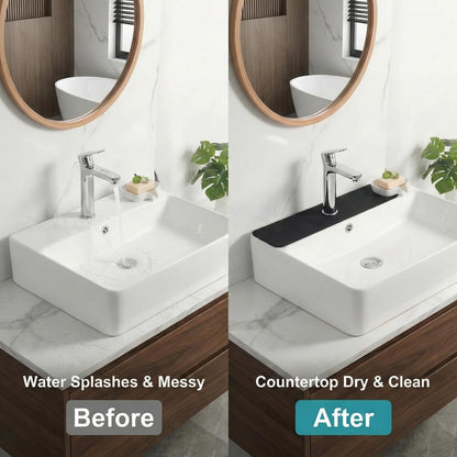33 Lx5.5 W Long Kitchen Sink Faucet Mat: Customizable Black Splash Guard with Pre-Cut Center Hole for Large Double bowl Sink, DIY to Fits irregular & 2, 3, 4 hole sinks with Soap Dispenser & Air Gap