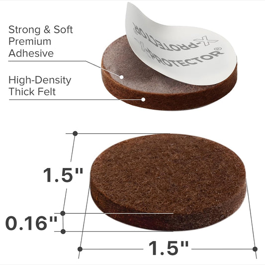 X-Protector Felt Furniture Pads - 20 PCS 6 x 1/2" - Premium Felt Strips | with Adhesive Backing - Rectangular Furniture Pads for Hardwood Floors - Cut Furniture Felt Pads to Size You Need! (Beige)