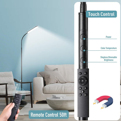 marctronic Floor Lamp, 18W 1800LM Super Bright LED Floor Lamp with Remote & Works with Smart Plug, Dimmable Timing Eye Caring Reading Lamps Floor Standing for Living Room Bedroom Office