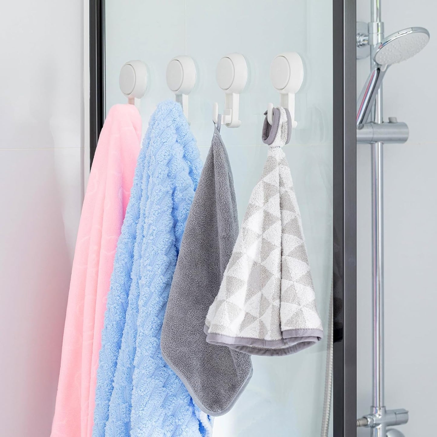 TAILI No Drill Powerful Suction Cup Razor Holder for Shower 2 Pack, Black | Waterproof, Towel, Loofah, Shaver Holder for Shower Wall, Powerful Suction Cup Hooks for Bathroom, Easy to Install and Reuse