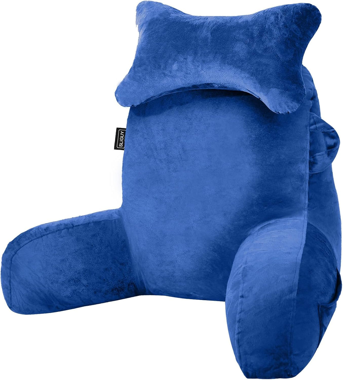 SLIGUY Reading Pillow for Sitting in Bed Couch Adult, Back Pillow with arm Support and Pockets, Adult Back Pillow Bed Chair for Bed Rest, Reading, Watching TV, Gaming for Boys and Girls Dark Grey