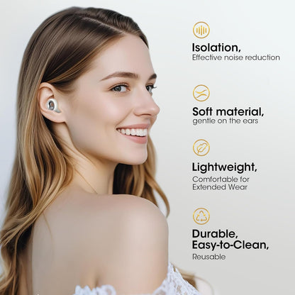 Noise Cancelling Ear Plugs for Sleeping, Reusable Silicone Ear Plugs for Noise Reduction, Soft Hearing Protection with 8 Ear Tips for Concerts, Work, Shooting, and Travel(Rose)