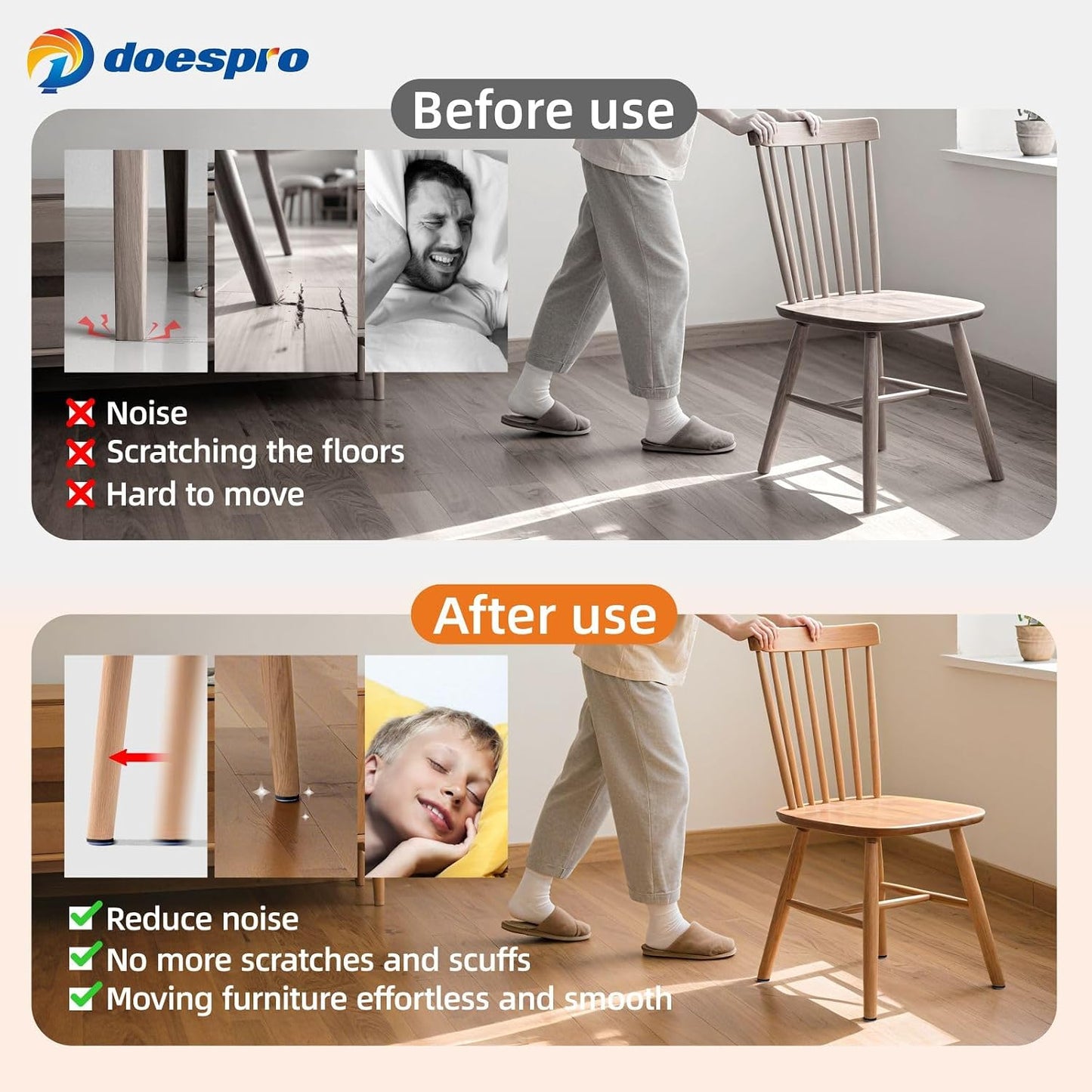40PCS 1.4" Furniture Sliders for Hardwood Floors & Carpet, Self-Stick | PE Round Furniture Pads & Chair Glides for Hardwood Floors, Floor Protectors for Moving Furniture & Kitchen Appliances Easily