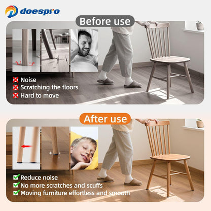 40PCS 1.4" Furniture Sliders for Hardwood Floors & Carpet, Self-Stick | PE Round Furniture Pads & Chair Glides for Hardwood Floors, Floor Protectors for Moving Furniture & Kitchen Appliances Easily