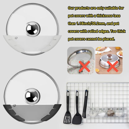 Universal Pot Lid Organizer for Cabinet, 5 Pcs Pan Lids Organizers Inside Cabinet Door Wall Mount Pots Top Storage Rack Holder for Kitchen, Fits 6" to 13.5" (5pcs black)