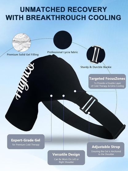 Shoulder Ice Pack Wrap for Rotator Cuff and Arm,Reusable Compression Cold Brace for Pain Relief & Muscle Relaxation,Tendonitis,Swelling,Discomfort After Surgery,Hot &Cold Therapy Ice Pack for Shoulder (Large-Black)