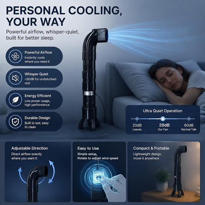 Bed Cooling Fan System for Night Sweats, Under Sheet Bed Fan for Hot Sleepers, Bed Cooling Fans for Cooler Sleep, Suitable for Beds With A Height of 70 cm/27.6 In or Less