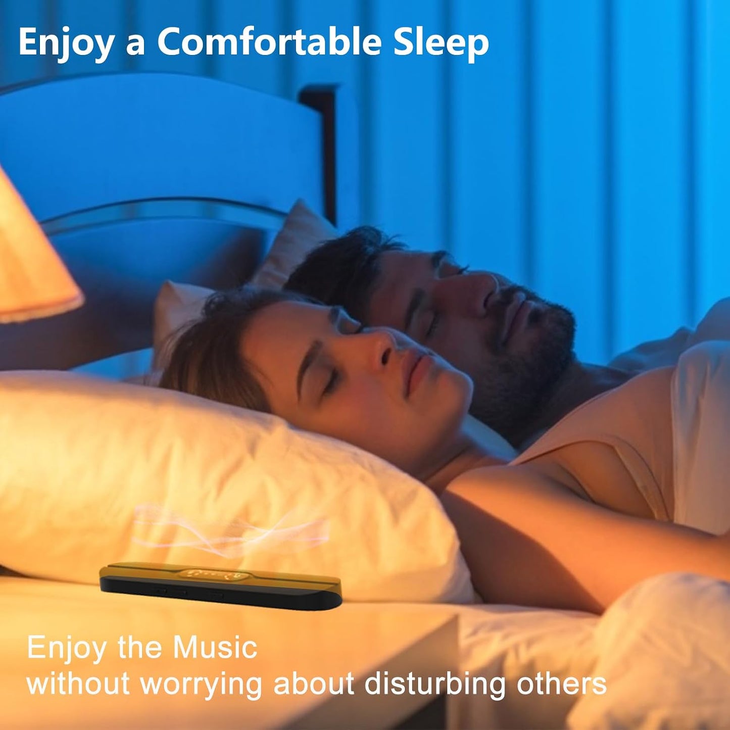 Hesond Pillow Speaker Bone Conduction White Noise with LED Display Timer | Bluetooth Stereo Wireless Music Mini Portable Sleep Headphones Bar Sleep Speaker for Side Sleepers Supports TF Card (Black)