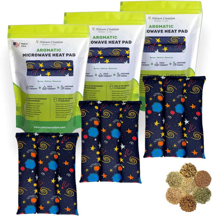 Nature Creation Microwaveable Herbal Heating Pad for Lumbar - Soothing Hot & Cold Therapy Pack for Lower Back- Soothing Relaxation, Warmth and Comfort - Happy Hearts