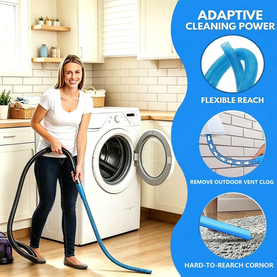Dryer Vent Cleaner Kit Dryer Lint Vac Vacuum Hose Attachment Cleaning Hose Lint Trap Cleaning Tool and Brush 2 pieces