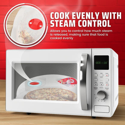 Flexzion 10.5 Inch Microwave Splatter Cover - BPA-Free Anti-Splatter Microwave Cover with Adjustable Steam Vent, Dishwasher Safe, Transparent Plastic Food Covers for Microwave Cooking | Transparent Dishwasher-Safe Plate Cover with Adjustable Steam Vent