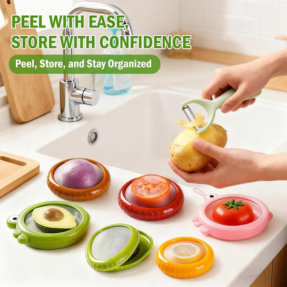 Set of 4 Fresh Food Containers, Fresh Pod, Reusable Silicone Storage Pods for Avocado, Onions, Tomatoes, Garlic – Anti-Oxidation for Fridge, Send Goods from Local Warehouse