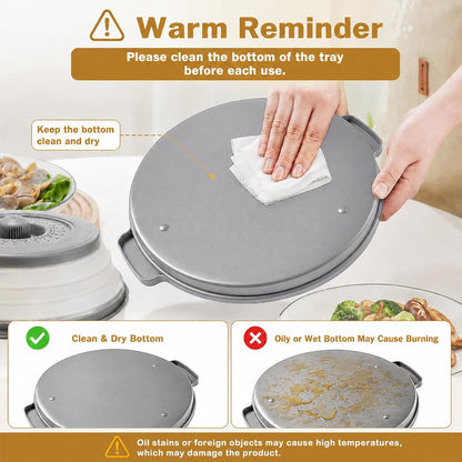 Microwave Splatter Cover with Anti-Scald Tray, 10.7" Collapsible - Red | Collapsible microwave food cover with an anti-scald tray. Fits most plates up to 10.7 inches and helps reduce food splatter.