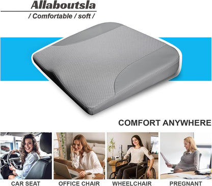 Allaboutsla Car Seat Cushion with Lumbar Support Pillow, Car Back Support | L-Shaped Ergonomic Memory Foam Seat Cushion, Car Seat Cushions for Driving, Driver Cushion and Back Support for Car, B&G