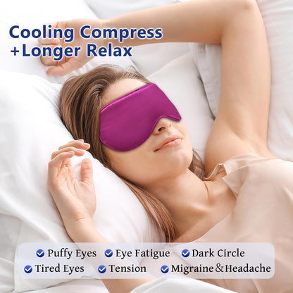 Cooling Eye Mask for Sleeping Silk Migraine Headache Relief Gel Mask Cold Compress Eye Face Ice Pack Reusable for Eyestrain Dark Circles and Puffiness Cold Therapy Gifts for Women Girls