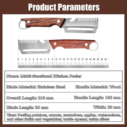 Vegetable Peeler - Multifunctional Vegetable Peeler With Wooden Handle