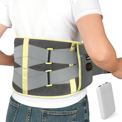 Comfytemp Cordless Heating Pad with Massager for Back, Gifts for Women Men | FSA Eligible HSA, Portable Lower Back Massager, Rechargeable Wireless Electric, Birthday Mom Dad Seniors 3 Heat 30mins, Grey