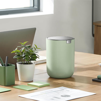 EKO Fandy 0.58 Gal/2.2L Mini Trash Can with Lid, Swing-Top Desktop Trash Can for Bathroom, Countertop, Vanity, Desk or Office, Small Garbage Bin (Blue)