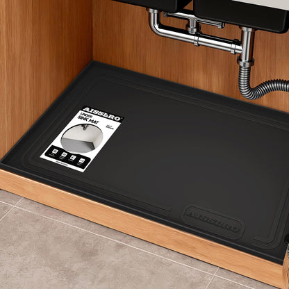 Under Sink Mat 22" X 19", Waterproof Silicone Cabinet Kitchen Liner, Gray | BPA-Free Raised-Edge Cabinet Protector & Leak Tray for Bathroom Cabinets, Boots, Pet Feeding Dog & Cat Mats, Dishwasher Safe