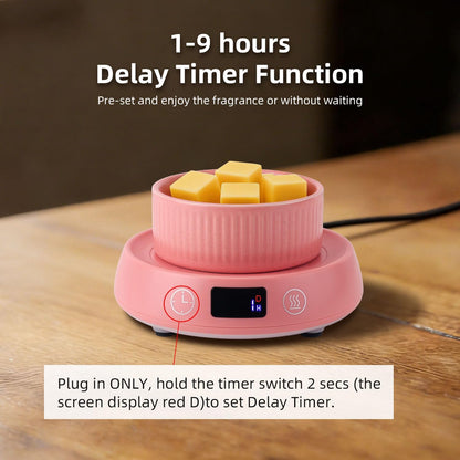 Mug Warmer for Desk, Timer Candle Warmer Lamp Scented Wax Melt Melter, Pink | Electric Heated Mug Tea Coffee Cup Candle Plate Oil Wax Melter Warmer for Home Office, 1-9H Auto Shut Off, Coffee Lovers Gift
