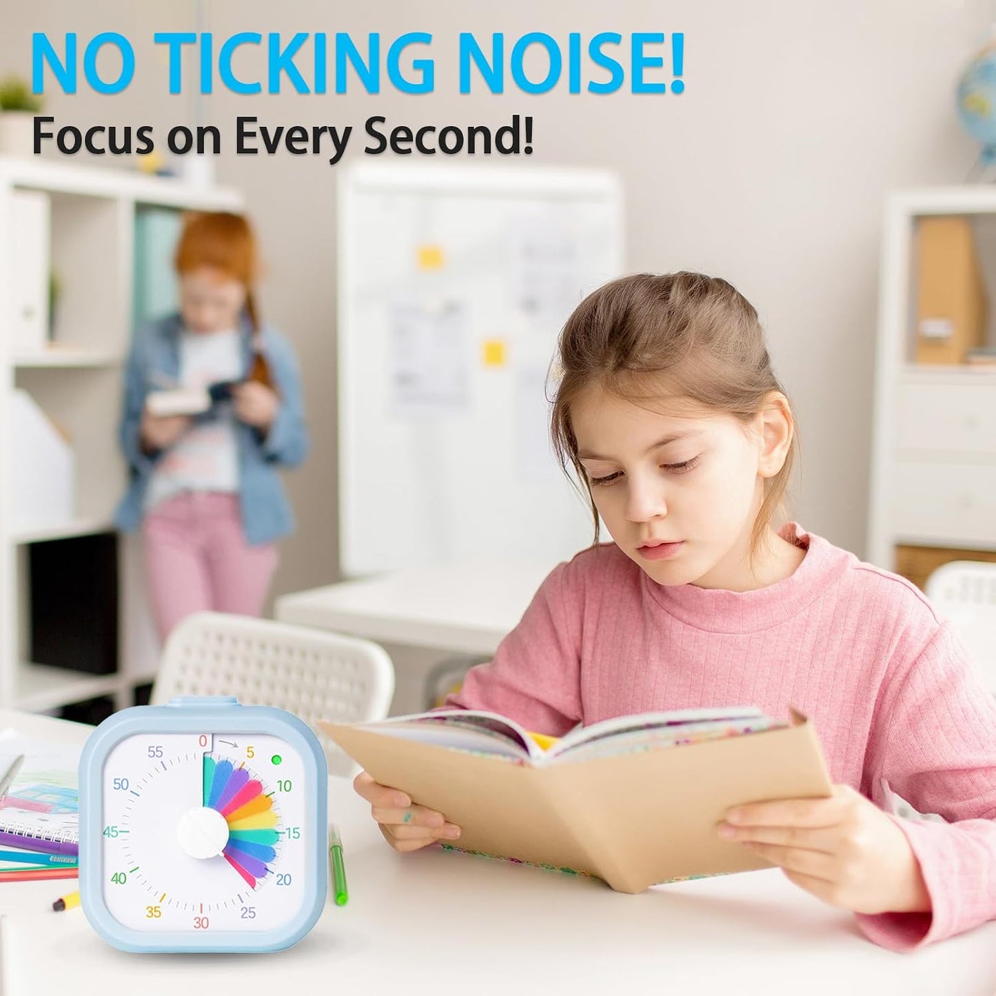 Visual Timer for Kids 60 Minute Countdown Timer Rainbow Disk Desk Timer Clock for Classroom Study Office Kitchen with Silent Operation (Purple)