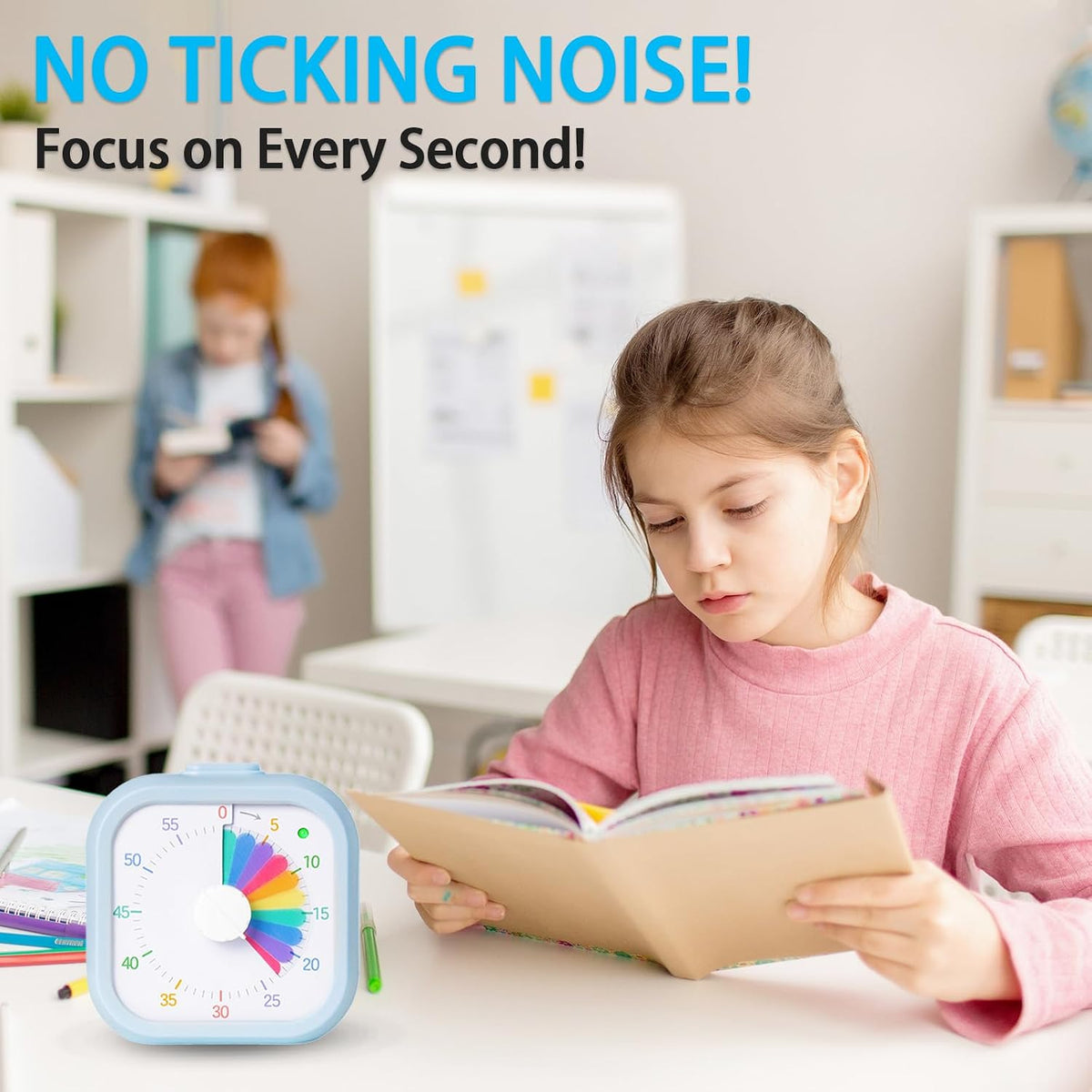 Visual Timer for Kids 60 Minute Countdown Timer Rainbow Disk Desk Timer Clock for Classroom Study Office Kitchen with Silent Operation (Purple)