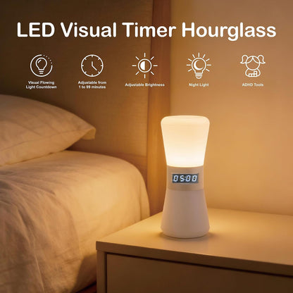 Rechargeable Digital Hourglass, LED Visual Timers, 1-99 Mins | Adjustable Countdown Timer with Warm White Flowing Light, Portable Electronic Hourglass for Teens, Adults, School, Home