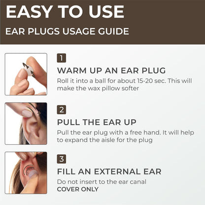 Peace&Quiet PQ Wax Ear Plugs for Sleeping - 50 Silicone Wax Earplugs