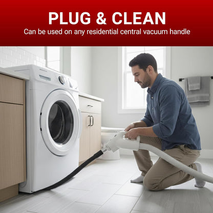 Drainvac Flexible Crevice Tool Vacuum Attachment – Long, Bendable Cleaning Nozzle for Tight Spaces and Under Furniture or Appliances – Tool Compatible with Any Residential Central Vacuum Handle