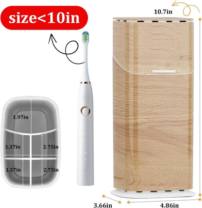 GFWARE Electric Toothbrush Holder with Cover, Ventilated & Drainage, Silver | Detachable 5 Slots Bathroom Organizer for Toothbrush & Toothpaste, Waterproof & Dustproof, Electric Toothbrushes Under 10 In