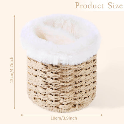 SNOWSTAR Plush Lined Eyeglasses Holder Stand for Nightstand,Boho Protective Eyeglass Holder with 2 Compartments ﻿