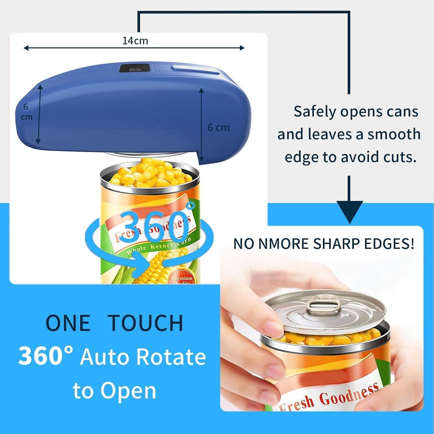 Electric Can Opener with LED Display, Can Opener Electric for Seniors | One-Touch USB Rechargeable Battery Automatic Can Opener for Kitchen or Arthritis, Hands-Free, Smooth Edge, Compact, Cordless