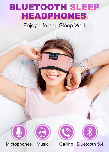 TOPOINT Sleep Mask Headphones Bluetooth Wireless 5.4, Breathable Cotton Eye Mask for Sleeping Side Sleepers Travel Music Headsets with Microphone Handsfree Men Women