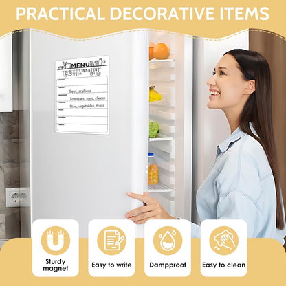 Magnetic Dry Erase Weekly Meal Planner for Refrigerator | Menu Magnet for Fridge, Grocery Shopping List, Family Schedule Planning List Boards, 8.5x12 inch