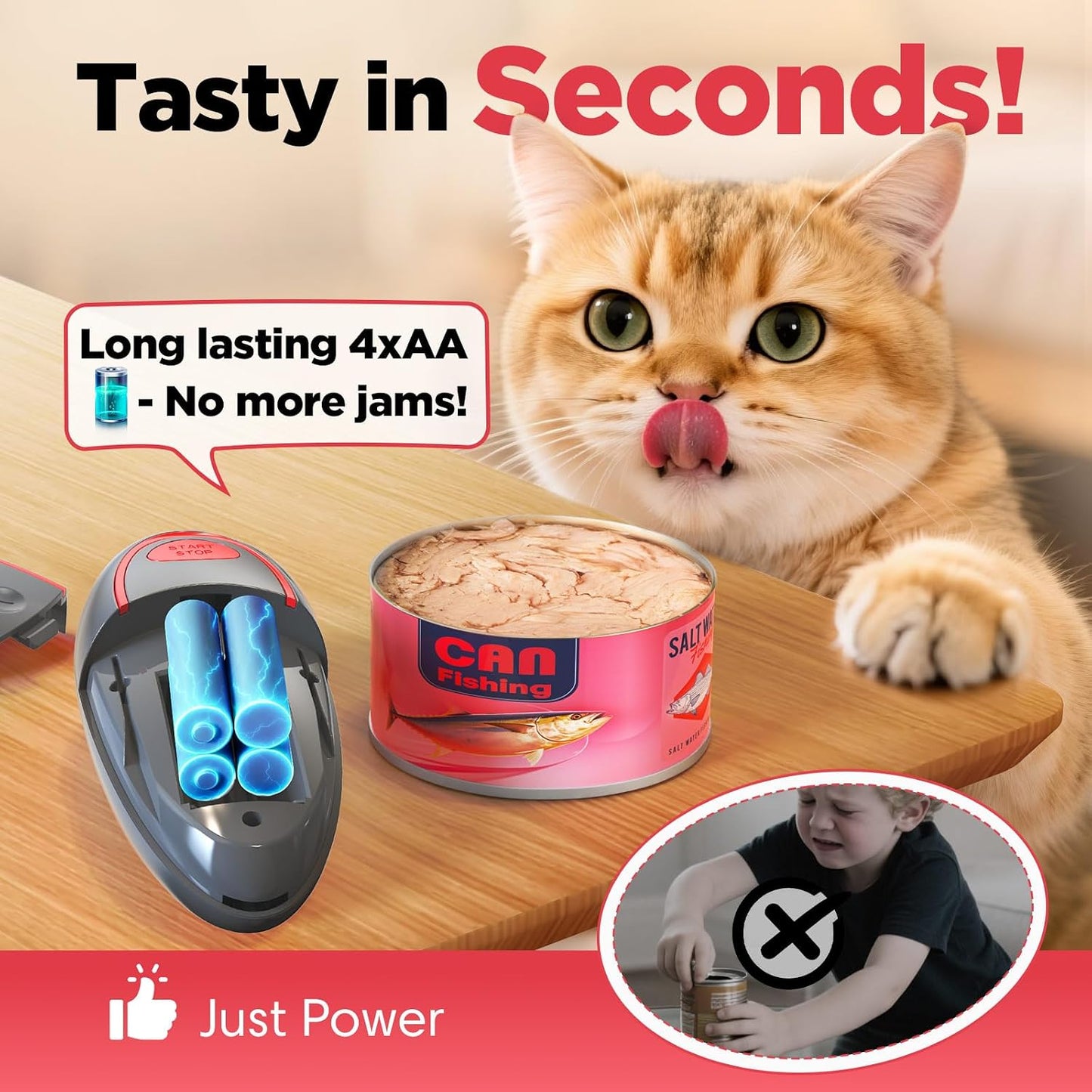 Electric Can Opener Fits Almost All Can Sizes for Seniors with Arthritis, Hand Held Battery Operated Can Opener with Smooth Edge, Food Safe Kitchen Gadgets Automatic Can Opener for Kitchen