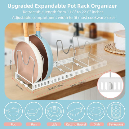 ROOHUA Pot and Pan Lid Organizer Rack for Under Cabinet, 12"-23" Expandable | 10 Adjustable Dividers, Holds Pan Lids, Cookware & Bakeware, Creates Tidy Cabinet Storage, Durable Metal, Bronze