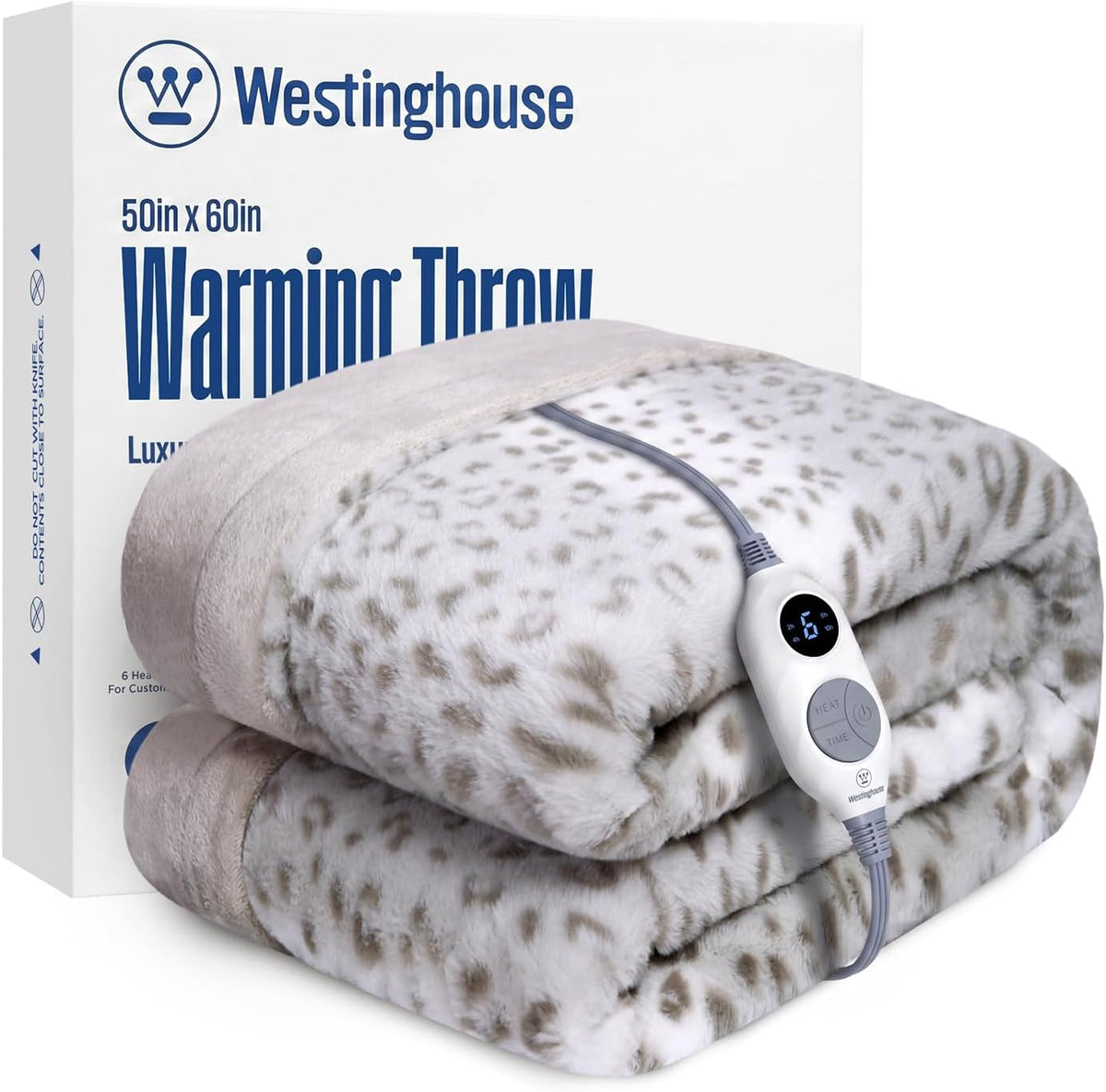Westinghouse Heated Throw Blanket, 50"x60", Charcoal, ETL Certified