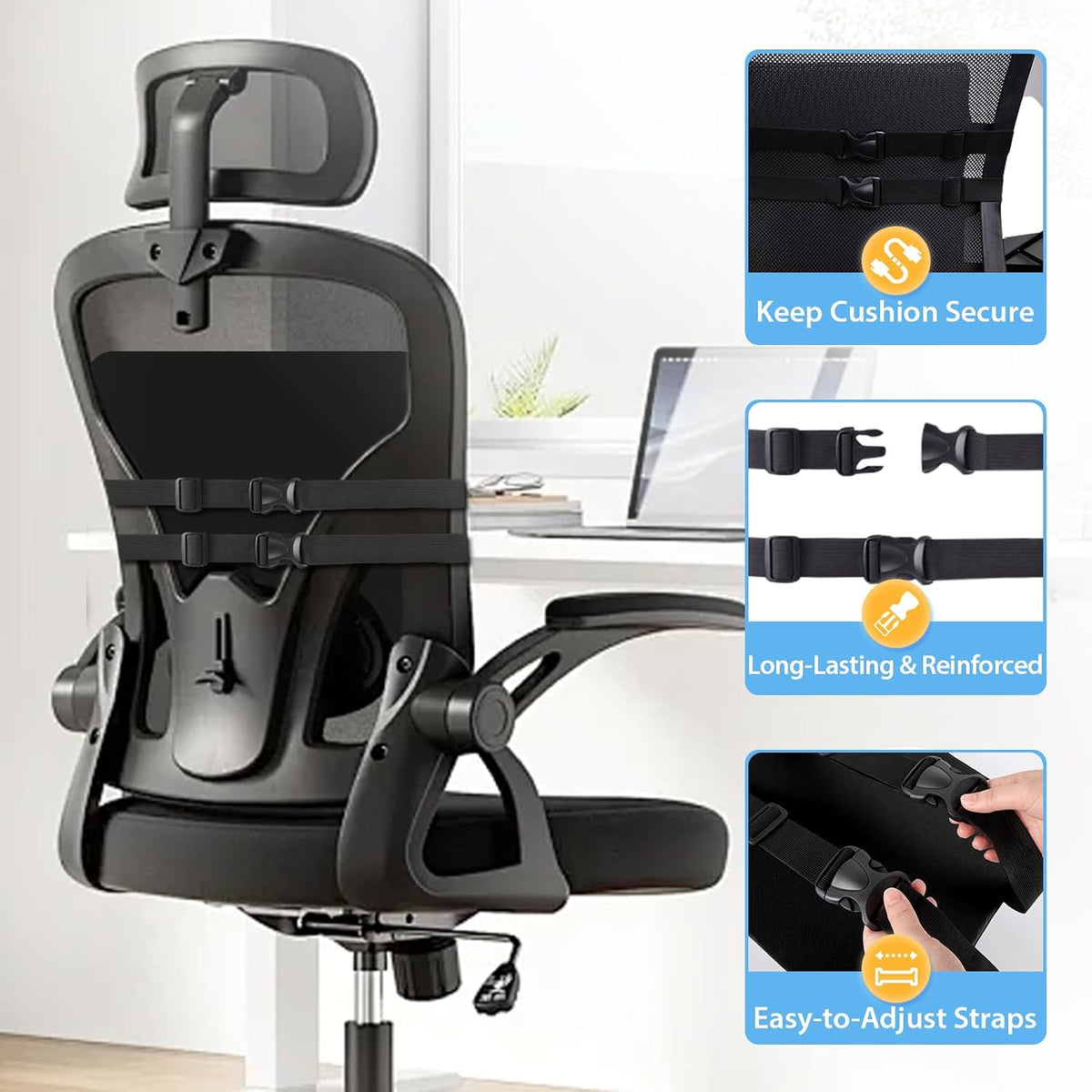 SweetSlubr Lumbar Support Pillow for Office Chair,Back Support(Black,Large)