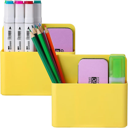 Marbrasse Magnetic Dry Erase Marker Holder,Pen and Eraser Holder for Whiteboard，Magnet Pencil Cup Utility Storage Organizer for Office, Refrigerator, Locker and Metal Cabinets (2 Pack)