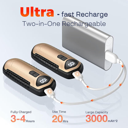 Hand Warmers Rechargeable 2 Pack, Electric Hand Warmer, 2-Second to 131°F with 5 Heat Levels, USB-C Portable Pocket Heater Handwarmers, UL Certified for Camping, Hunting, Gifts for Women Men