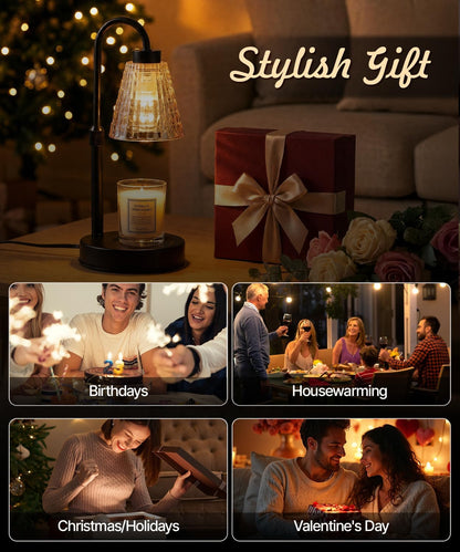 Candle Warmer Lamp with Timer Dimmer,2 Bulbs, Round