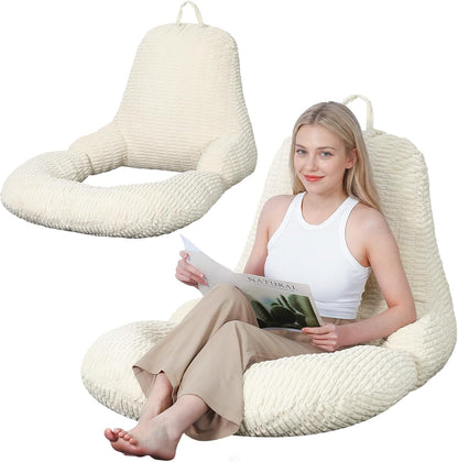 Reading Pillow for Bed, Backrest Pillow with Arms for Adult | Bed Pillow for Sitting Up, Back Support Pillows for Sleeping, Reading and Gaming with Shredded Memory Foam, Gray