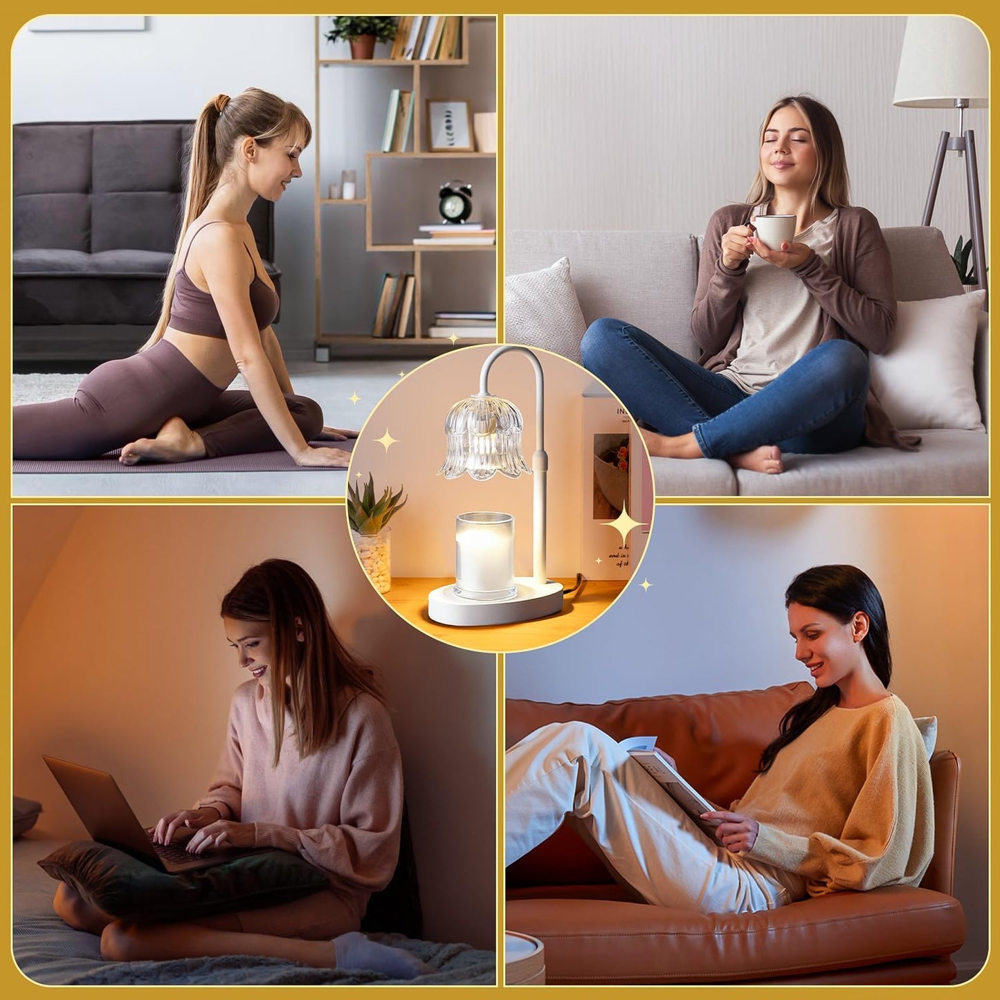 CRMILL Candle Warmer Lamp Electric Timer - Candles Warming Light Height Adjustable Dimmable Warmers Flower Lamps No Flame Heat Warm Melt Wax Jar Modern Home Decor Table Lights for Home Living Bedroom