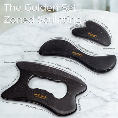 Scienlodic Gua Sha Massage Tool with Handle (Resin) Larger Guasha Scraping Tool for Back Neck Face Leg Massage, Lymphatic Drainage, Cellulite Remove - Large