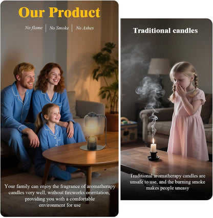 Modern Minimalist Wax Warmer for Jar Candles, Timer & Dimmer | Modern minimalist style. Timer & dimmer safe melt. 2 bulbs & heat-proof base. Perfect for living room, bedroom, or office.