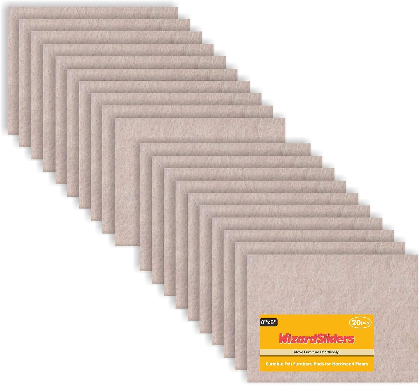 Felt Furniture Pads Self-Adhesive for Hardwood Floors, 8pcs 8" x 6" x 1/5" Cuttable Furniture Pads Square Furniture Movers, Floor Protector Cut into Any Shape, Beige