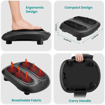 Nekteck Foot Massager with Heat, HSA Eligible FSA Massage Tools Gifts | Shiatsu Heated Electric Kneading Foot Massager Machine for Plantar Fasciitis, Built-in Infrared Heat Function and Power Cord