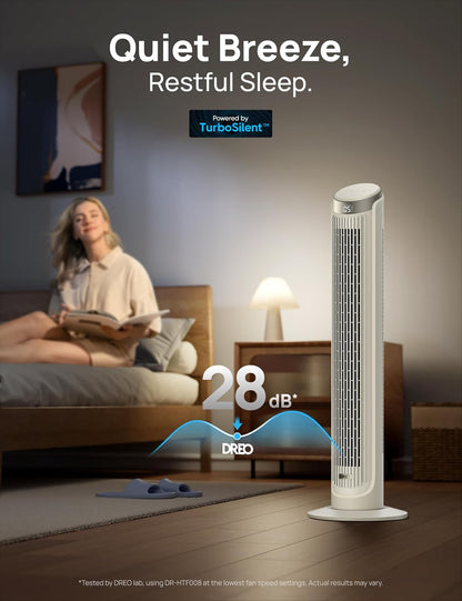 DREO Tower Fan for Bedroom, 90° Oscillating Fans that Blow Cold Air